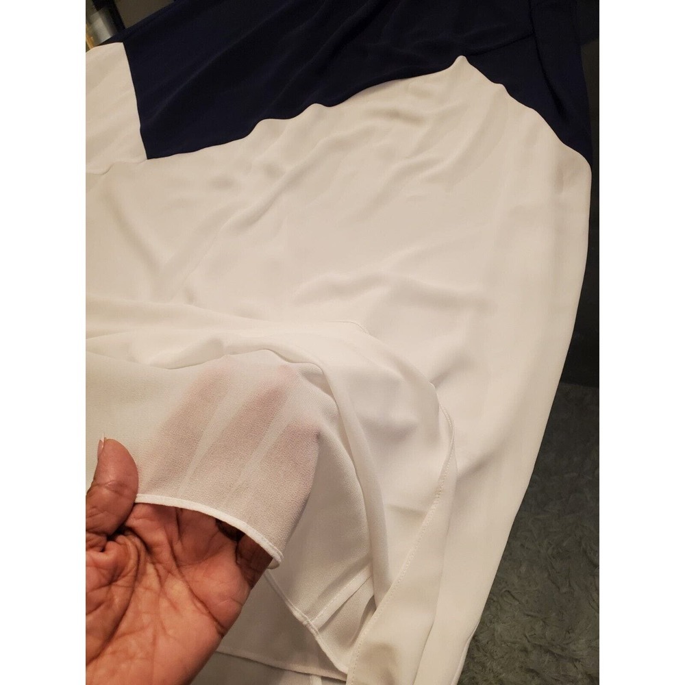 Shoshanna Blue & White Polyester Halter Sleeveless Long Maxi Dress Pockets 4 - Picture 13 of 15